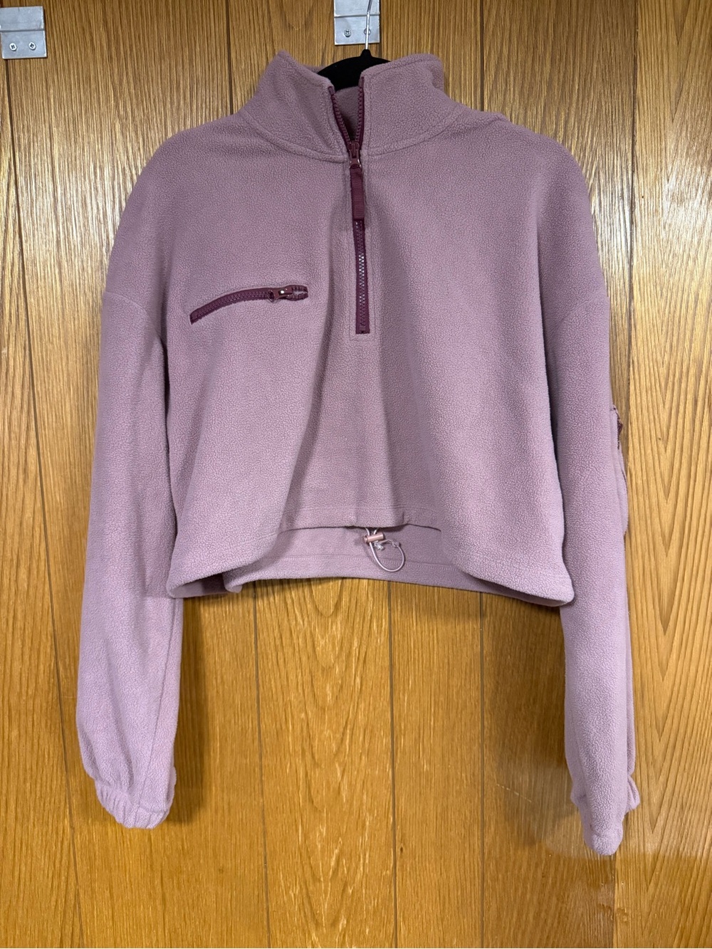 Forever 21 Mauve Cropped Quarter-Zip Fleece Pullover